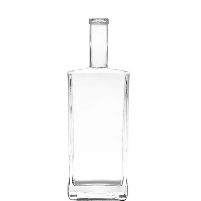 750ml 空の四角い透明なガラス酒瓶