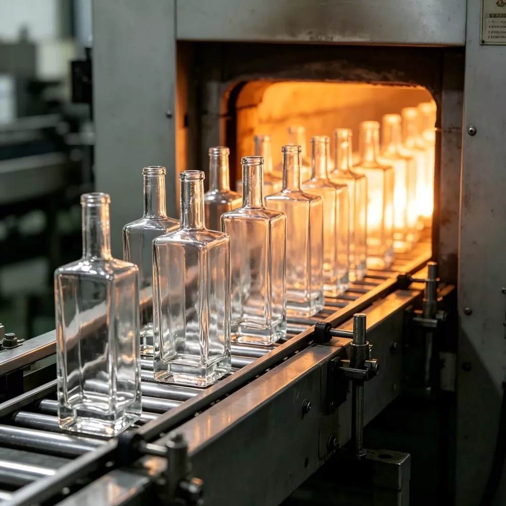 750ml Empty Square Clear Glass Liquor Bottle